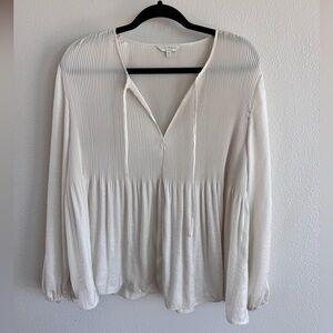 Lucky Brand Cream Pleated V-Neck Blouse